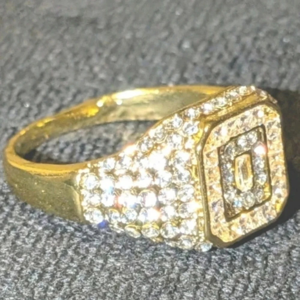 Elegant Mens Simulated Diamonds With 2ct 14k Yellow gold Plated Ring Sz 12
